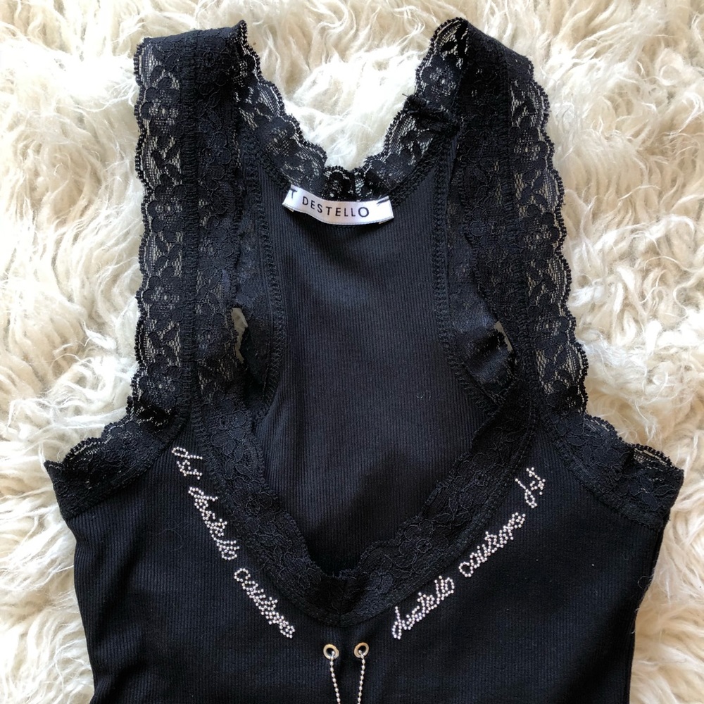Sexy lace tank top with sequins